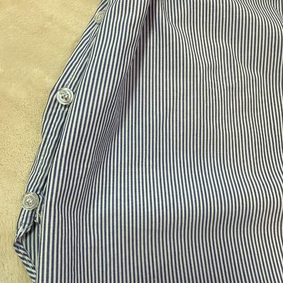 Twofer Black long sleeve mock neck tunic over blue and white stripe - Large - Picture 4 of 16